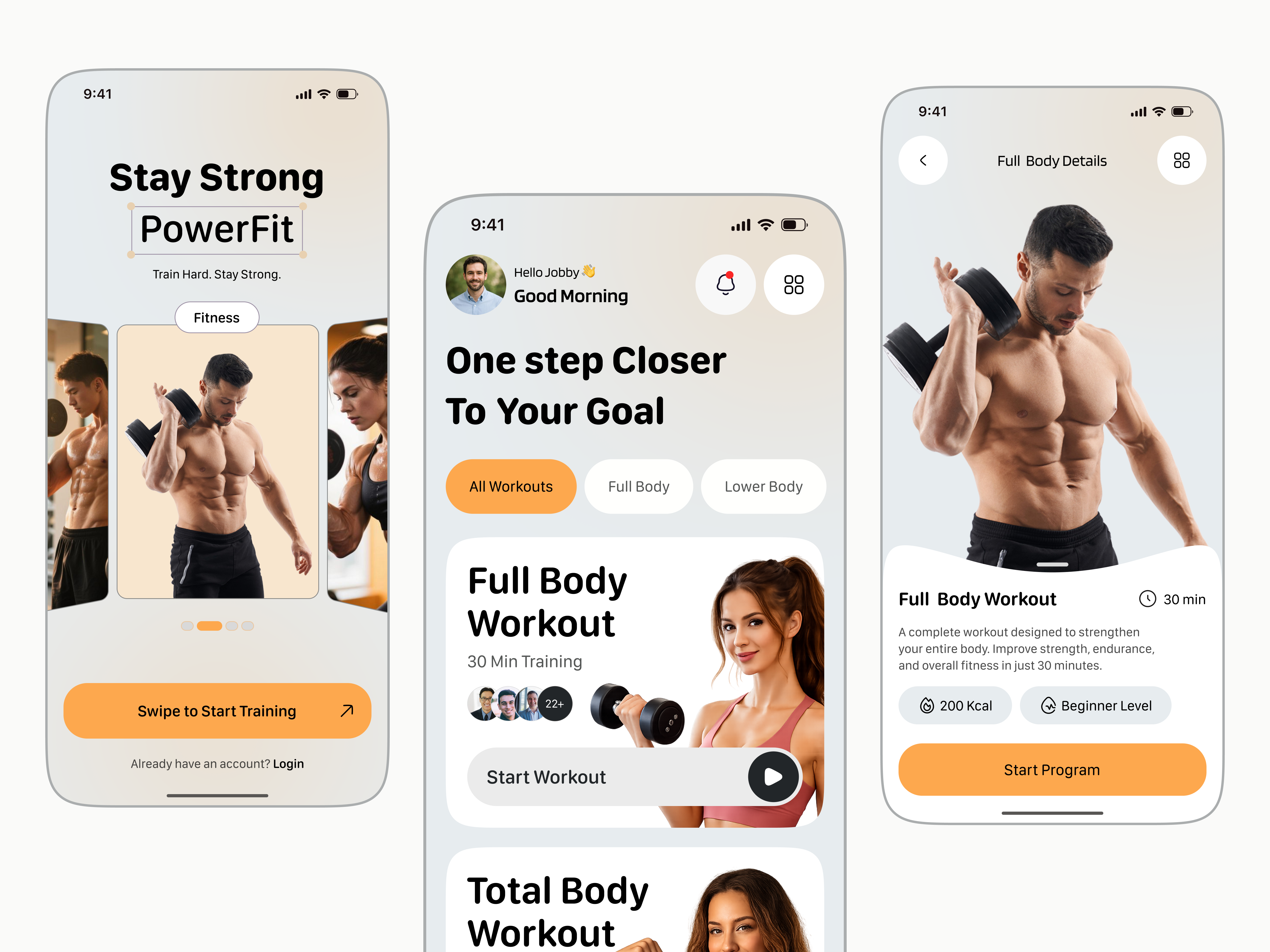 Gym and Fitness App app interface fitness app fitness mobile app gym fitness app gym app health app mobile mobile app design powerfit product design ui ux design workout app