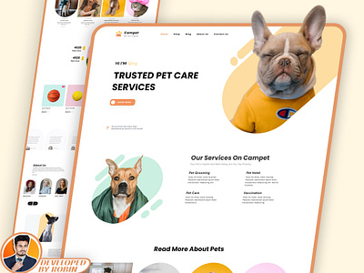 Campet - Pet Care Program Website cat css dog ecommerce elementor figma html javascript mockup pet php shop web development websiite weeb design wooocmmerce wordpress