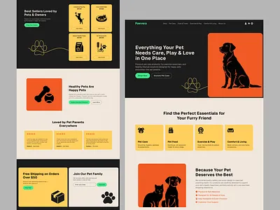 Pet Care E-commerce Website cat dog pet ecommerce ecommerce design ecommerce store ecommerce website landing page pet adoption website pet care pet food website pet store pet website shopify petcare shopify store shopify vet services shopify website ui design vet service web design website website design