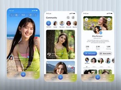Social Media Mobile App. community app finder app interface app new feeds app profile page social media social media app social media app ui social network ui ux app design