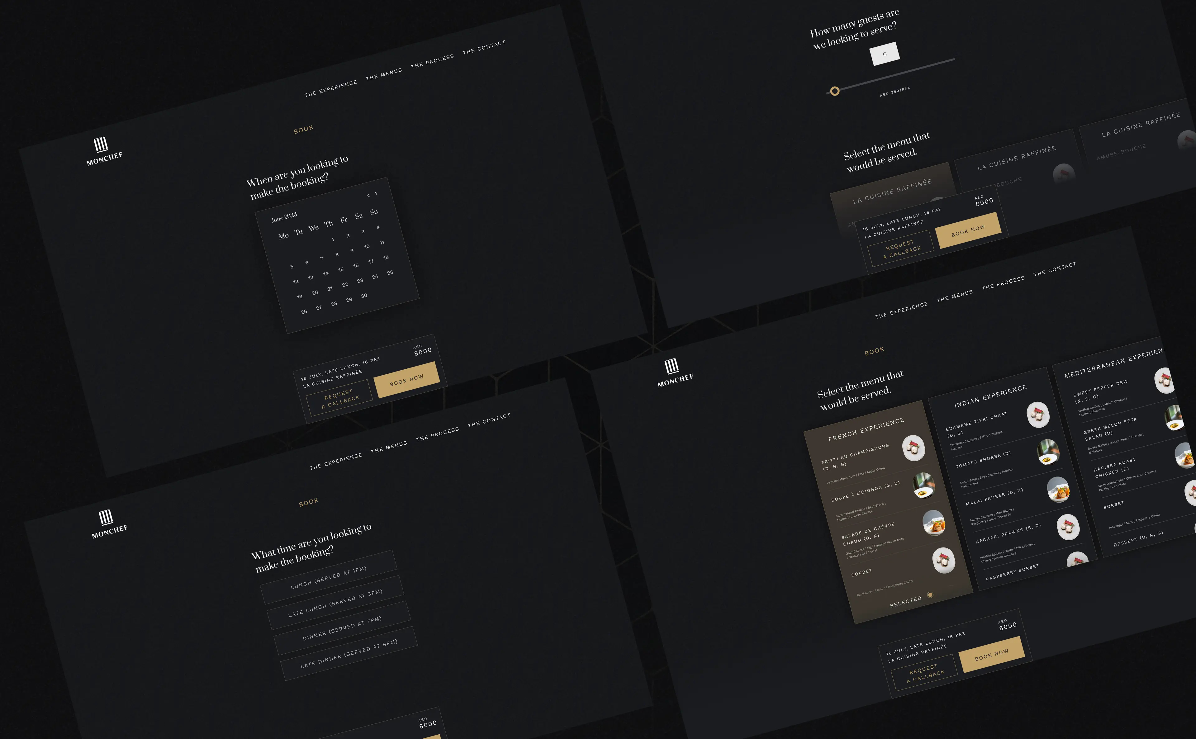 Monchef - Branding & UI/UX Design beverages booking brand discovery brand manual brand positioning branded templates branding chef food identity design logo design website uiux