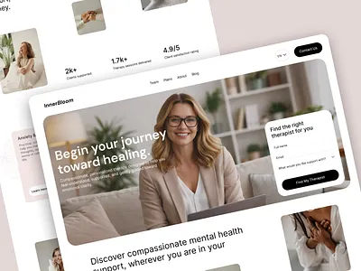 Mental Health Therapy Platform UI clean design healthcare landing page mental health minimal psychology therapy therapy platform ui uiux visualdesign webdesign website design wellness