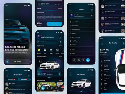 Car Rental Mobile app Design app design calender carbookingapp card carhire carrentalapp casestudy darkui designinspiration designveli dribbbleshots minimaldesign mobile app mobileappdesign mordern design payment rent transportapp travelapp uidesign