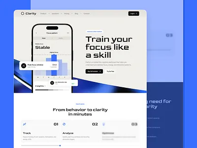 Clarity landing page design home landing layo page saas ui ux website