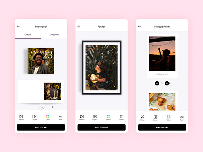 Lalalab - Photo Printing App app branding creation design drawer mobile photo photobook pink poster print product ui ux