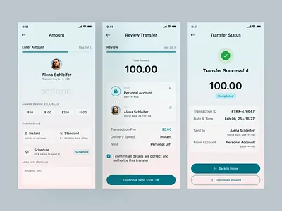 FinTech Mobile App - Payment Transfer UI Design app design banking app design digital wallet financial app fintech fintech app fintech mobile app fintech startup ios design mobile banking mobile ui money transfer app payment payment ui product design transfer flow ui design uiux design user experience