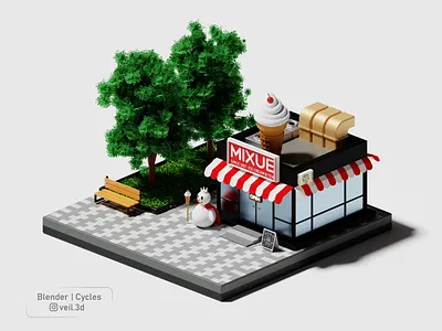 Mixue Ice Cream Shop 3d 3d illlustration 3d render design ice cream illustration isometric low poly mixue shop
