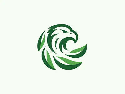 Eagle Leaf Logo animal bird eagle eagle head eco falcon graphic design green growth hawk illustration leaf leaves logo design mascot nature strength strong vector logo wings