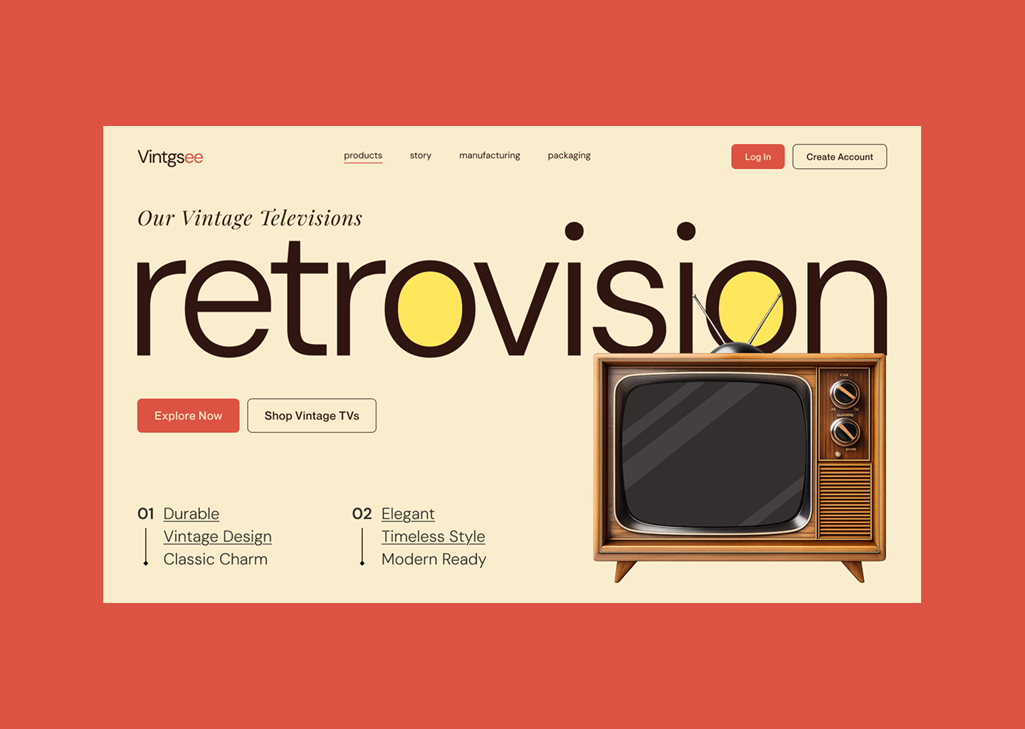 Vintage Product Landing Page Hero Section UI Design brand website design classic design website clean landing page ui creative hero section ecommerce landing page minimal website design modern ecommerce ui nostalgic design ui product hero section product landing page product marketing website product showcase website retro aesthetic design retro landing page retro product design retro ui design ui ux design vintage branding vintage product website vintage website design