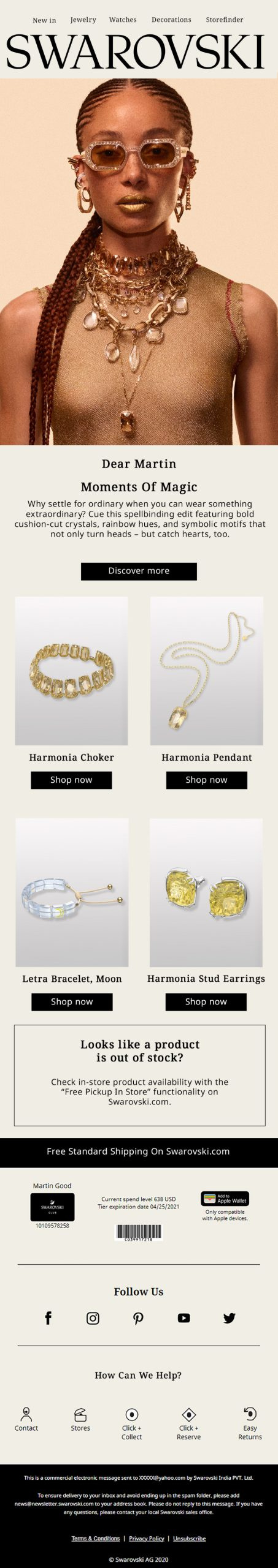 Newsletter Design for Swarovski digital design newsletter design