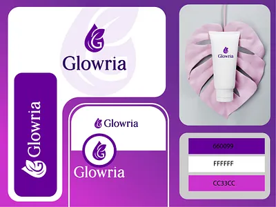 Glowria — Premium Skincare Brand Identity aesthetic beauty brandbook branding cosmetics glowria icon identity logodesign luxury minimalist natural organic packaging premium purple skincare typography vector wellness