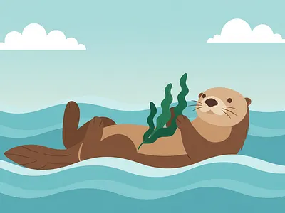 The Serene Sea Otter Illustration adventure cute environment illustration landscape illustration minimalist outdoor vector illustration web