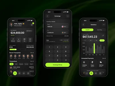Finance Mobile App dark theme ui figma ui design finance mobile app finance mobile app design fintech ui ux design ios app design mobile banking app money transfer app product design ui design wallet app wallet app design
