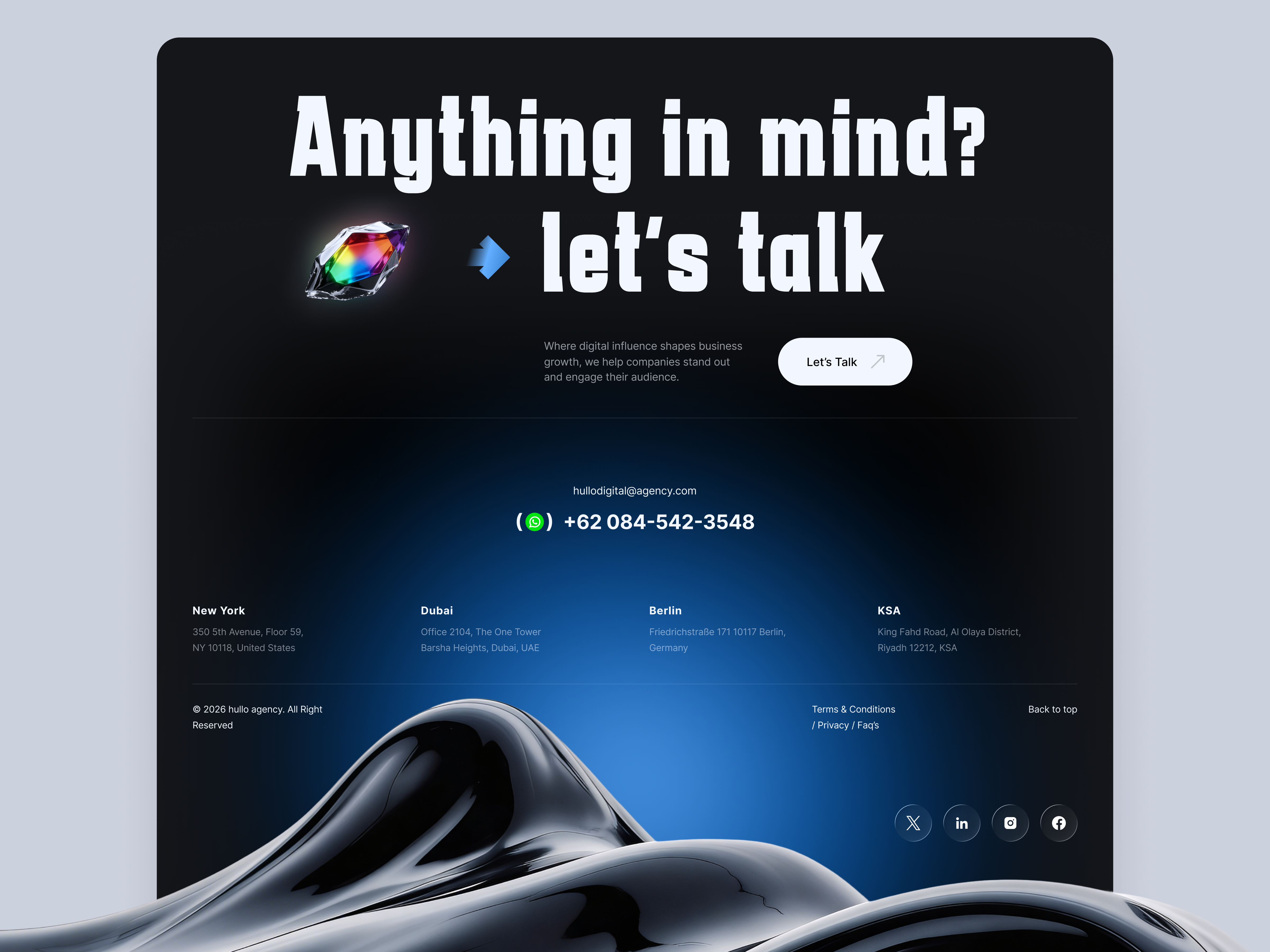 Website Footer Design agency footer design digital agency footer footer design gradient landing page minimal no code landing page ui design uiux ux design web web design website website design