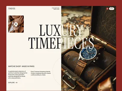 Timevex — Watch Shop E-commerce Website ecommerce website header hero section landing page landing page design luxury brand website design luxury ecommerce website luxury watch website minimal premium ecommerce ui ui ui ux design watch brand website watch ecommerce website watch product page design watch shop ecommerce watch store ui watch store ui design watch store website design