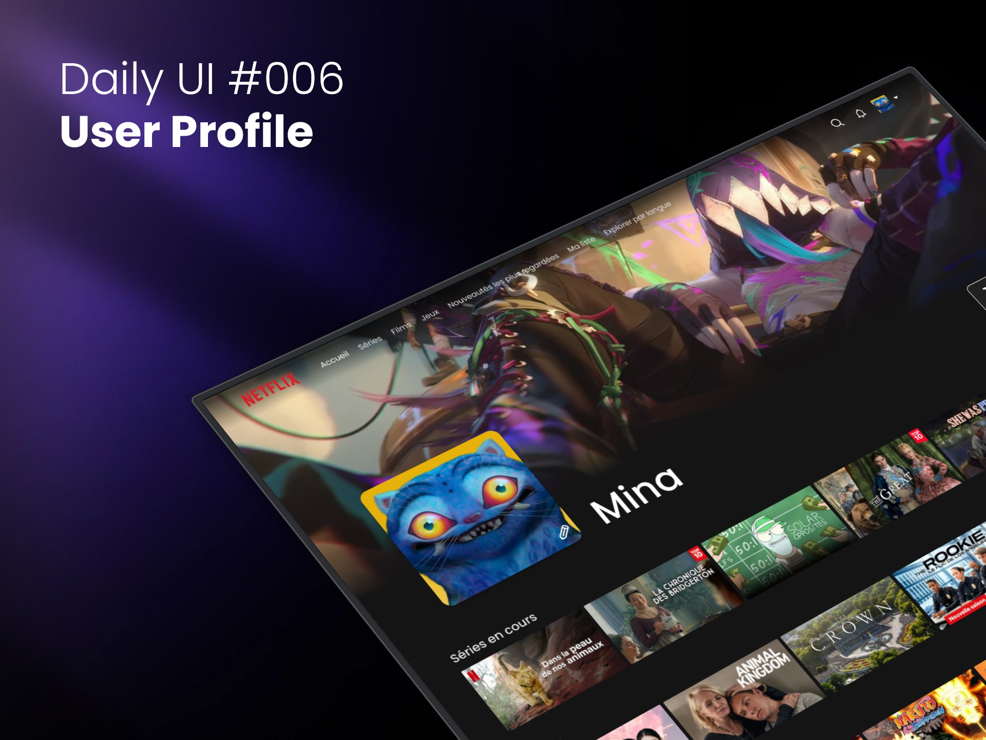 Daily UI #006 — User Profile app design branding daily ui daily ui 006 dailyui dashboard graphic design layout minimalist ui mobile app netflix netflixprofil personal info profile design social media ui ui design user experience user interface user profile ux design