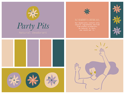 Party Pits - Brand Design branding deodorant brand graphic design illustration logo natural deodorant
