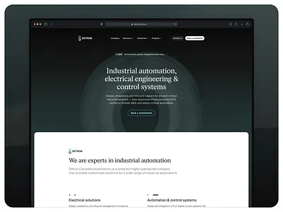 Detron Hero — Industrial Automation Landing agency animation app automation awwwards clean dashboard design hero hero section landing motion graphics ui webapp website