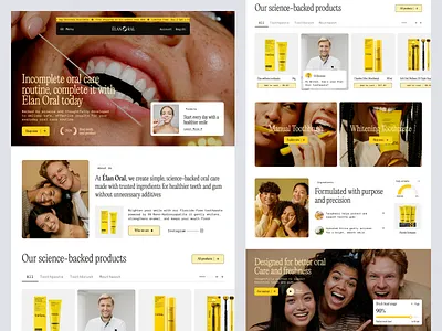Elan Oral - Oral hygiene Landing Page aesthetic clean minimal dental care ecommerce website design healthcare landing page landingpage oral care oral care products oral hygiene oral treatment smile care teeth care tooth care web design webdesign website design website designer wellness products wellness website