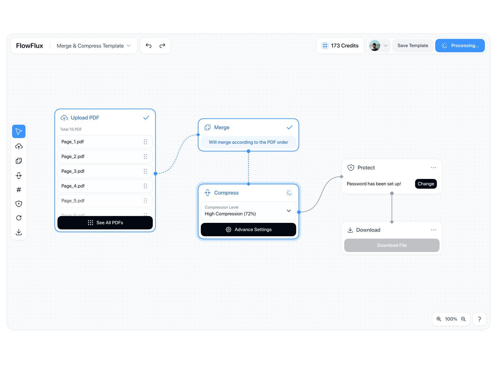 PDF Tools Pipeline app canvas concept design pdf pdf tools pipeline saas tools ui ux