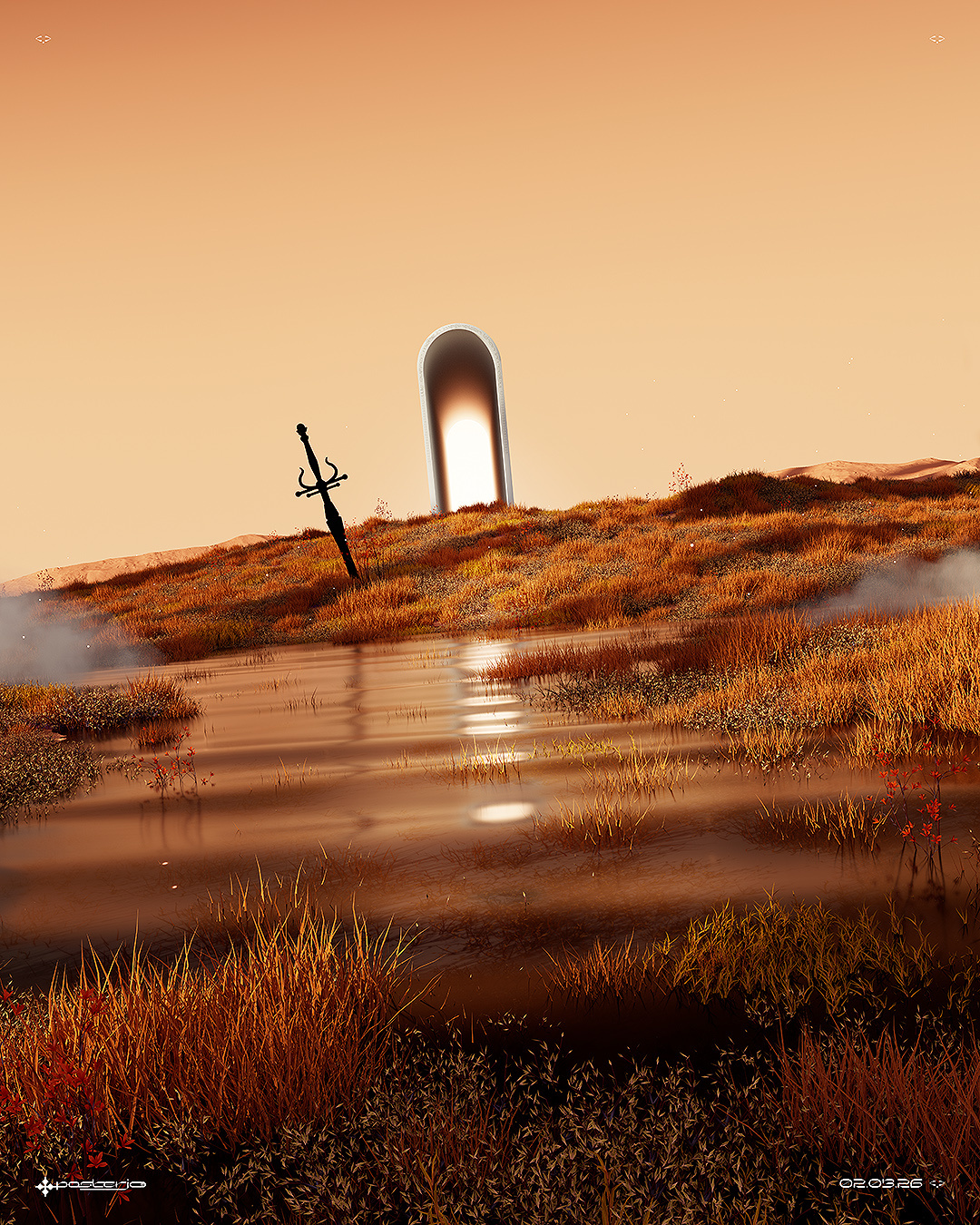 The mind palace pt1 - 02.03.26 3d blender c4d joan sterjo nature octane portal posterjo render serenity sterjo surrealistic sword