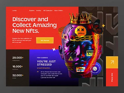 Lenka - NFT Marketplace Landing Page Animation 😵 3d render animation artwork clean crown design exploration graphic design header homepage landing page nft nft design poster ui ui design user interface web web design website