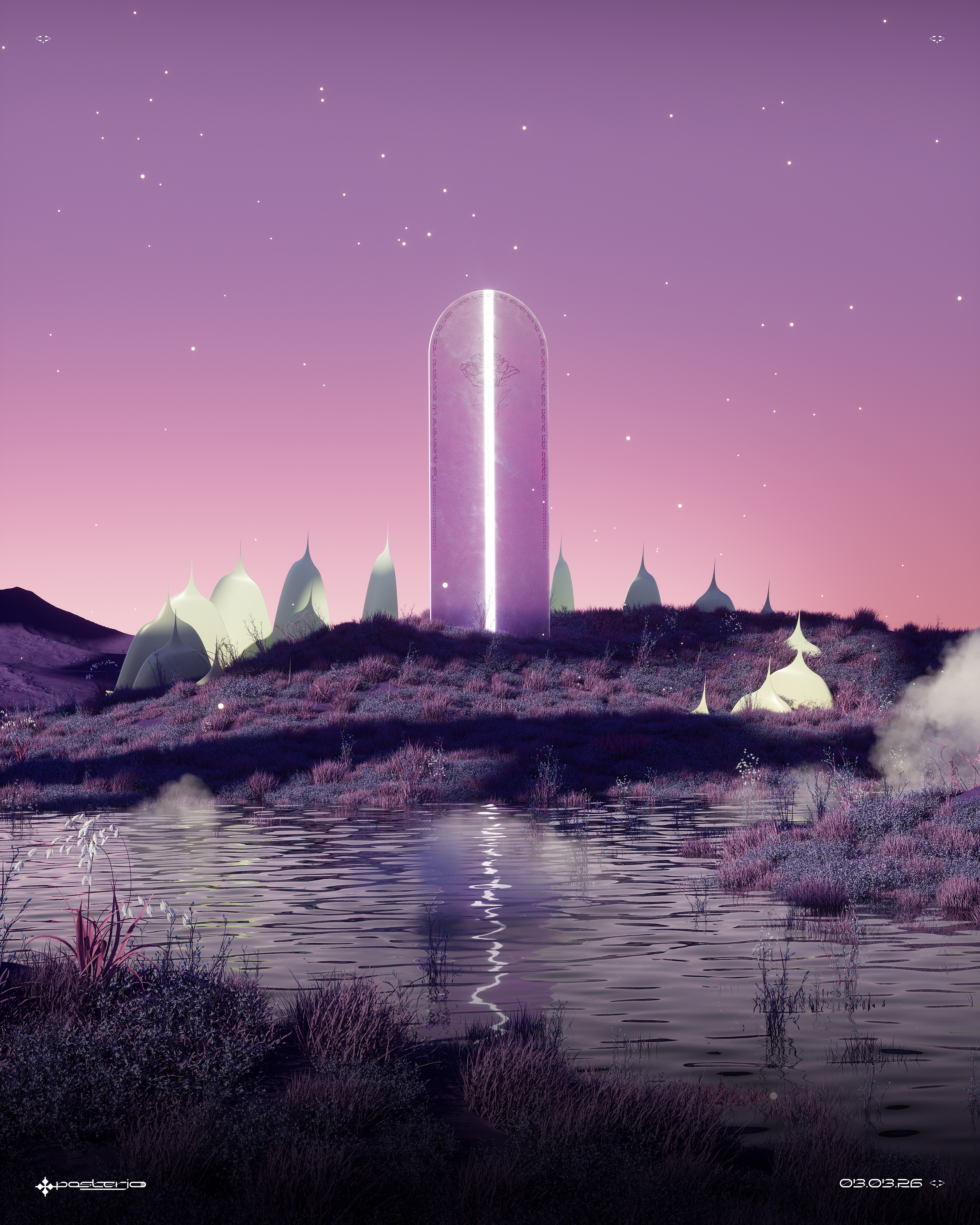 The monolith - 03.03.26 3d blender foliage geometric joan monolith nature octane posterjo sterjo surrealistic