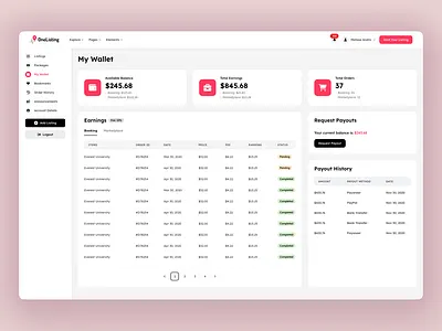OneListing - Listing Owner Dashboard admin dashboard admin panel directorist plugin directory dashboard directory listing dashboard listing and directory website listing owner dashboard ui design user dashboard ux design wallet dashboard