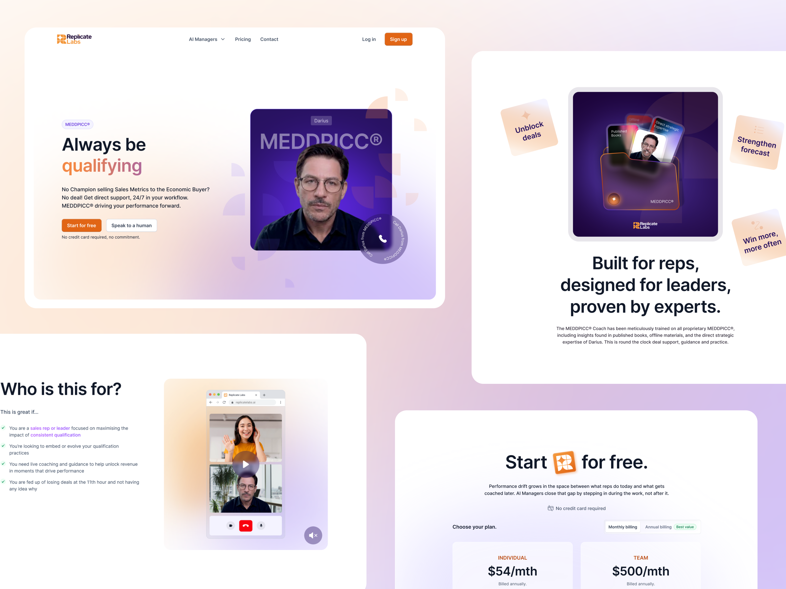 Example of Marketing page - AI Managers