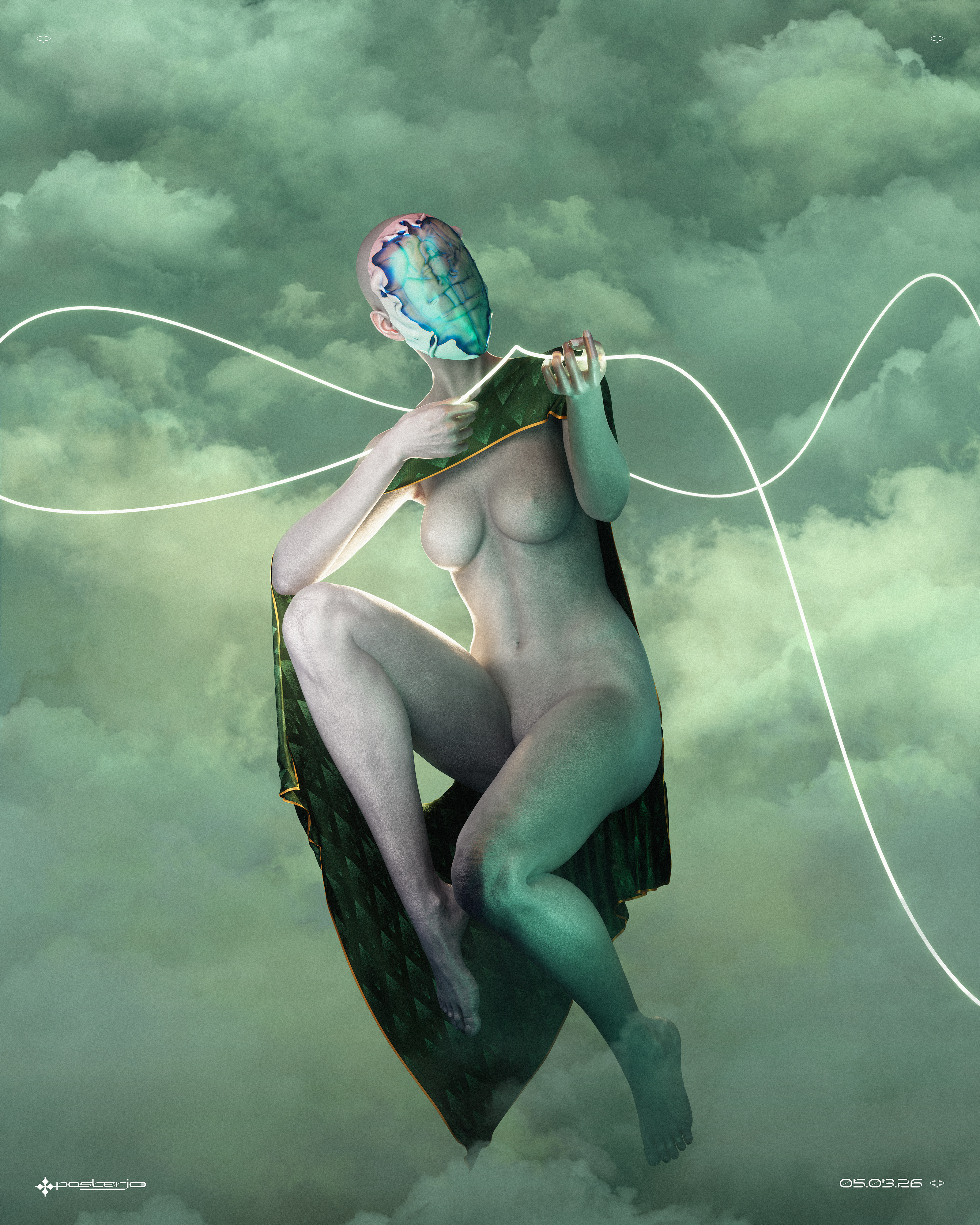 Soul thread - 05.03.26 3d artwork blender c4d cape clouds fates greek mythology idyllic joan joan sterjo octane poster posterjo render sky sterjo