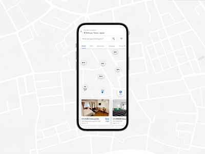 Finding Hotels with AR concept - Veccesyen 🔊 airbnb apartmen app ar augmented reality bali booking canggu checkout clean concept design finding hotel future hotel shibuya success tokyo ui villa