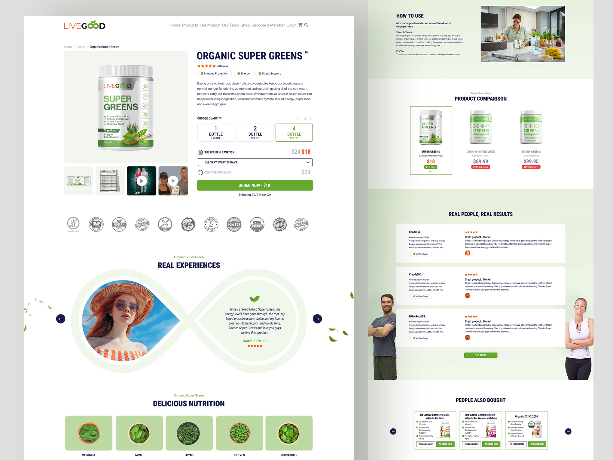 Wellness Organic Supplements – Product Page Design design development ecommerce figma homepage landing page landing page design organic product product landing page shopify shopify web design solo produdct supplements ui web website design wellness woocommerce