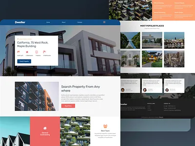 Modern Real Estate Website Design by UnitedWebSoft Delhi, India branding graphic design logo ui