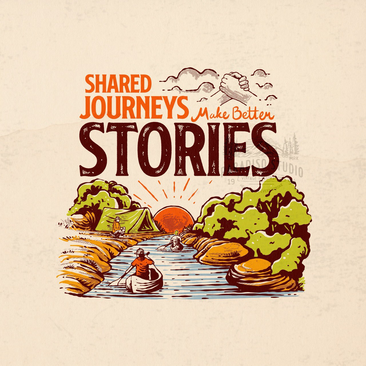 Shared journey apparel branding clothing design illustration logo merchandise retro tees design