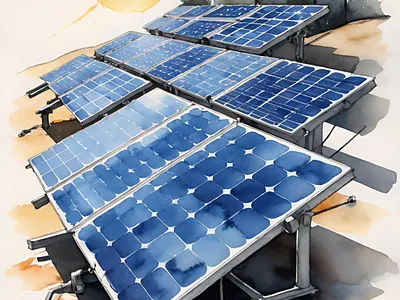 Nature Powered clean eco energy environmental green illustration renewable solar sustainability sustainable technology watercolor