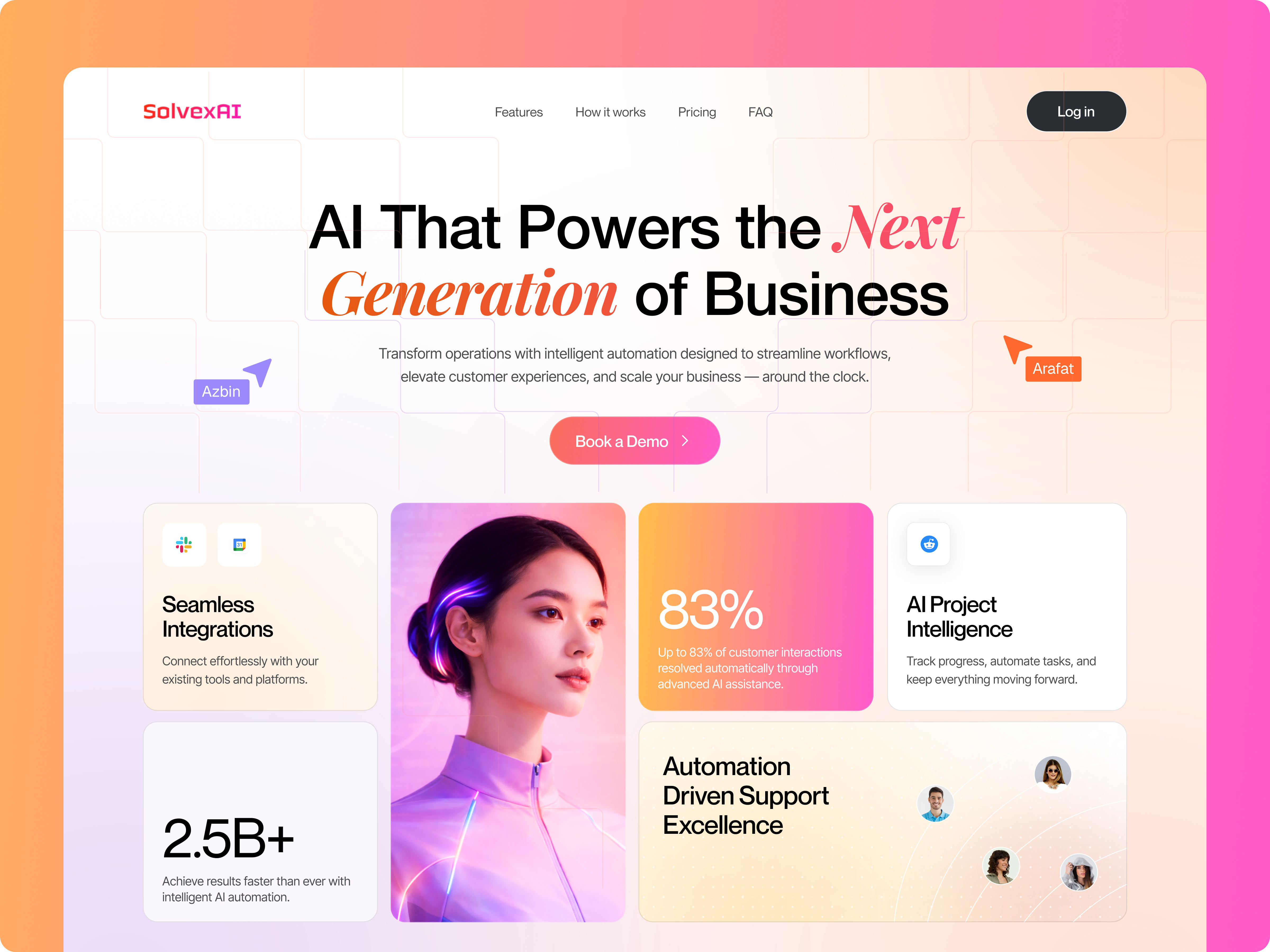 SolvexAI - SaaS AI Website UI Design ai ai platform ai saas automation card dashboard gradient ui homepage landing page logo modern ui product design saas startup website ui design ux design web design web ui webdesign website design