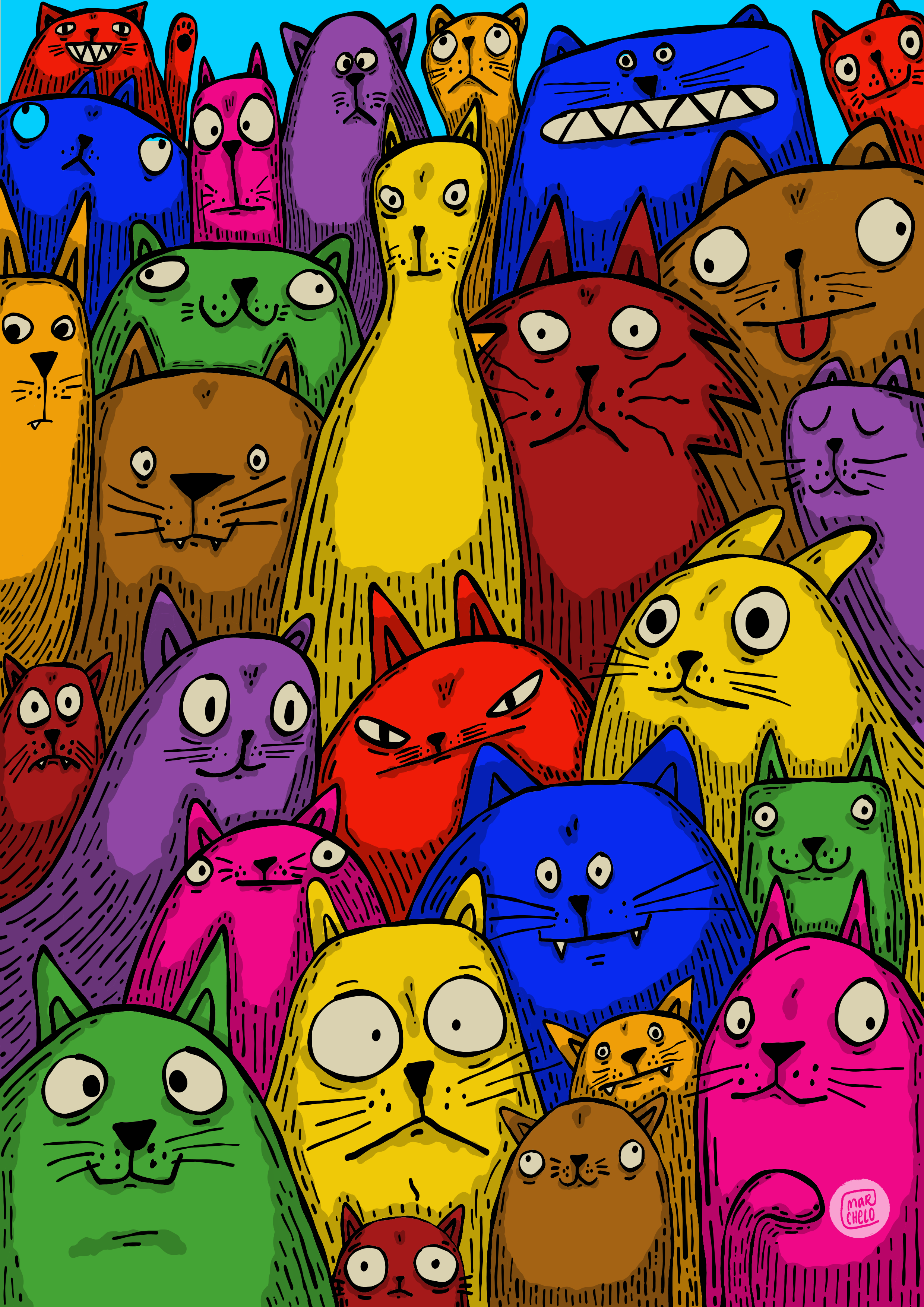 Gatos locos illustration