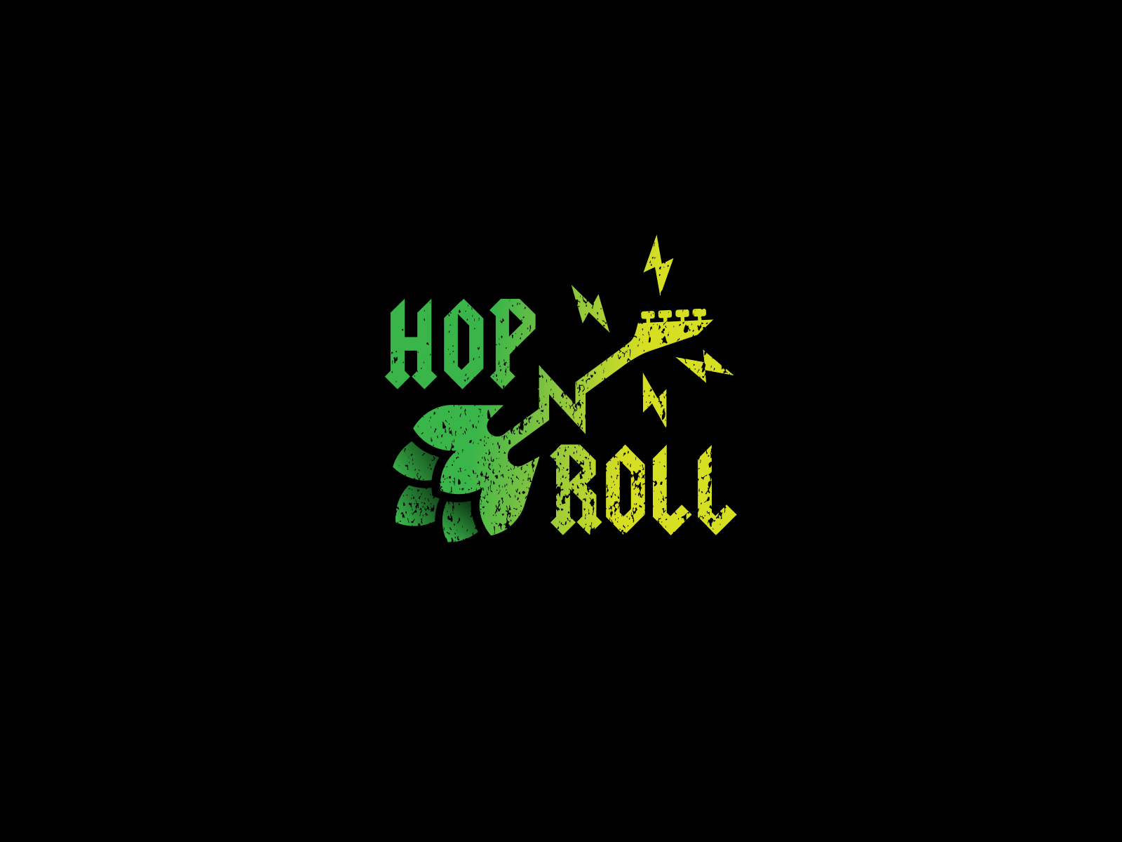 Hop'N'Roll beer brand branding design graphic design guitar hop logo music rock and roll vector