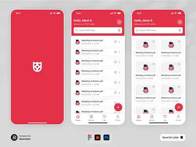 PDF Editor app design appui filemanager mobileappdesign pdfapp uidesign