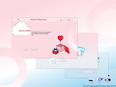 Pocket Happiness | Landing Page app app design branding dailyui design graphic design happiness app illustration minimal design mobile design product design ui uidesign user interface ux web design