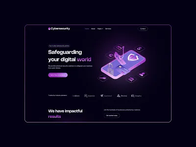 Cybersecurity Services Website cybersecurity dark theme figma landing page saas security tech ui design web design webflow