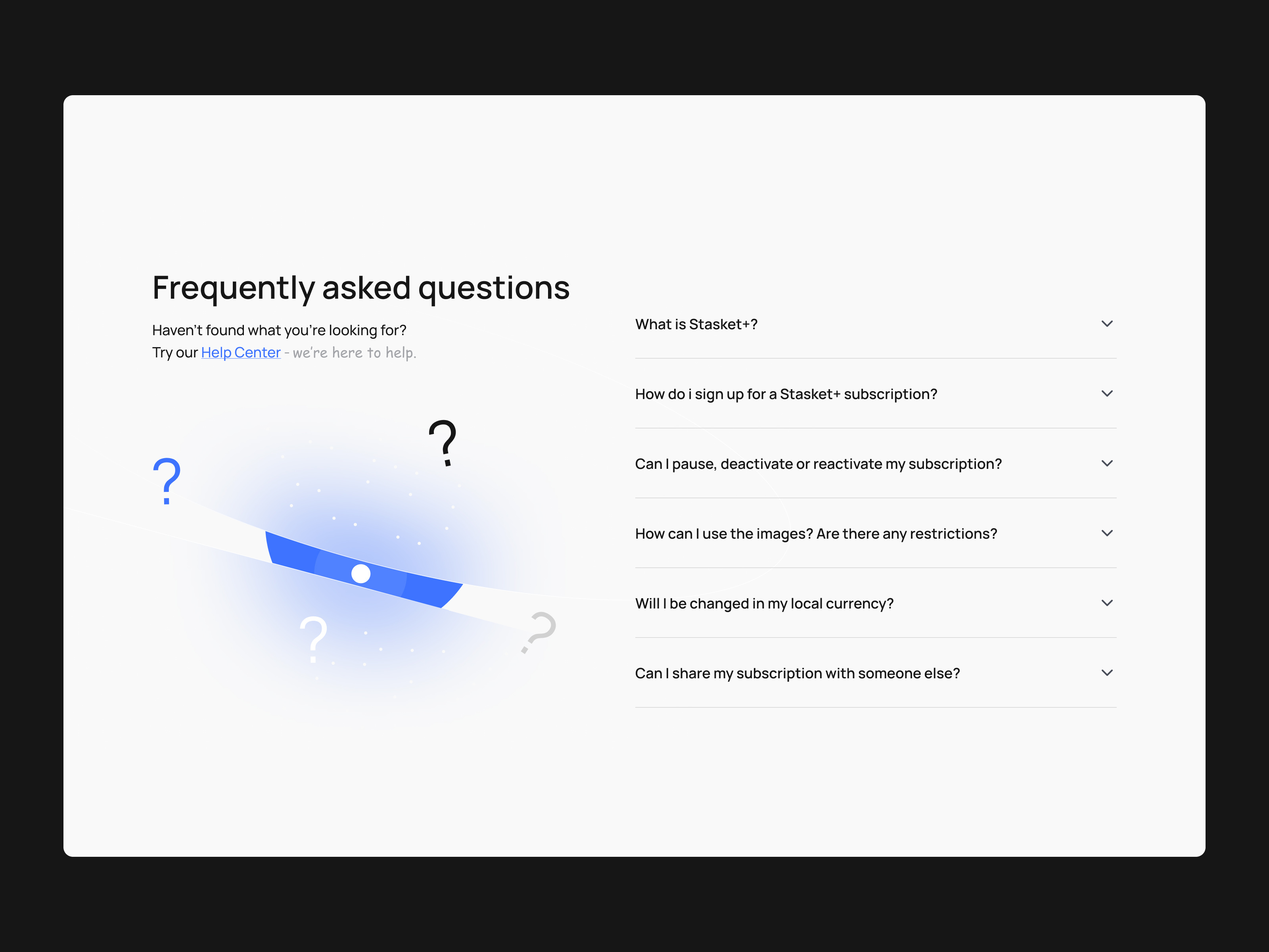 Stasket / frequently asked questions accordion branding design faq figma frequently asked questions graphic design identity illustration section task time track ui uiux userexperience ux visual web webdesign