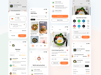 Foodin Delivery App cart checkout credit card delivery ecommerce favorites food login mobile order payment sell share ui