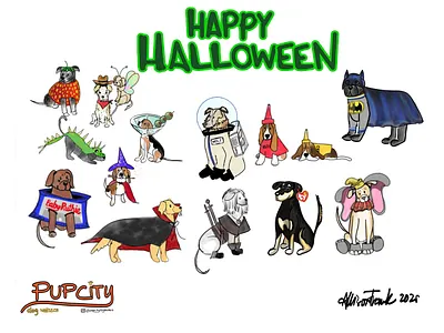 Halloween Custom Pet Portraits animals businesscard custom dogwalking graphic design handdrawn illustration logos petportaits smallbusiness