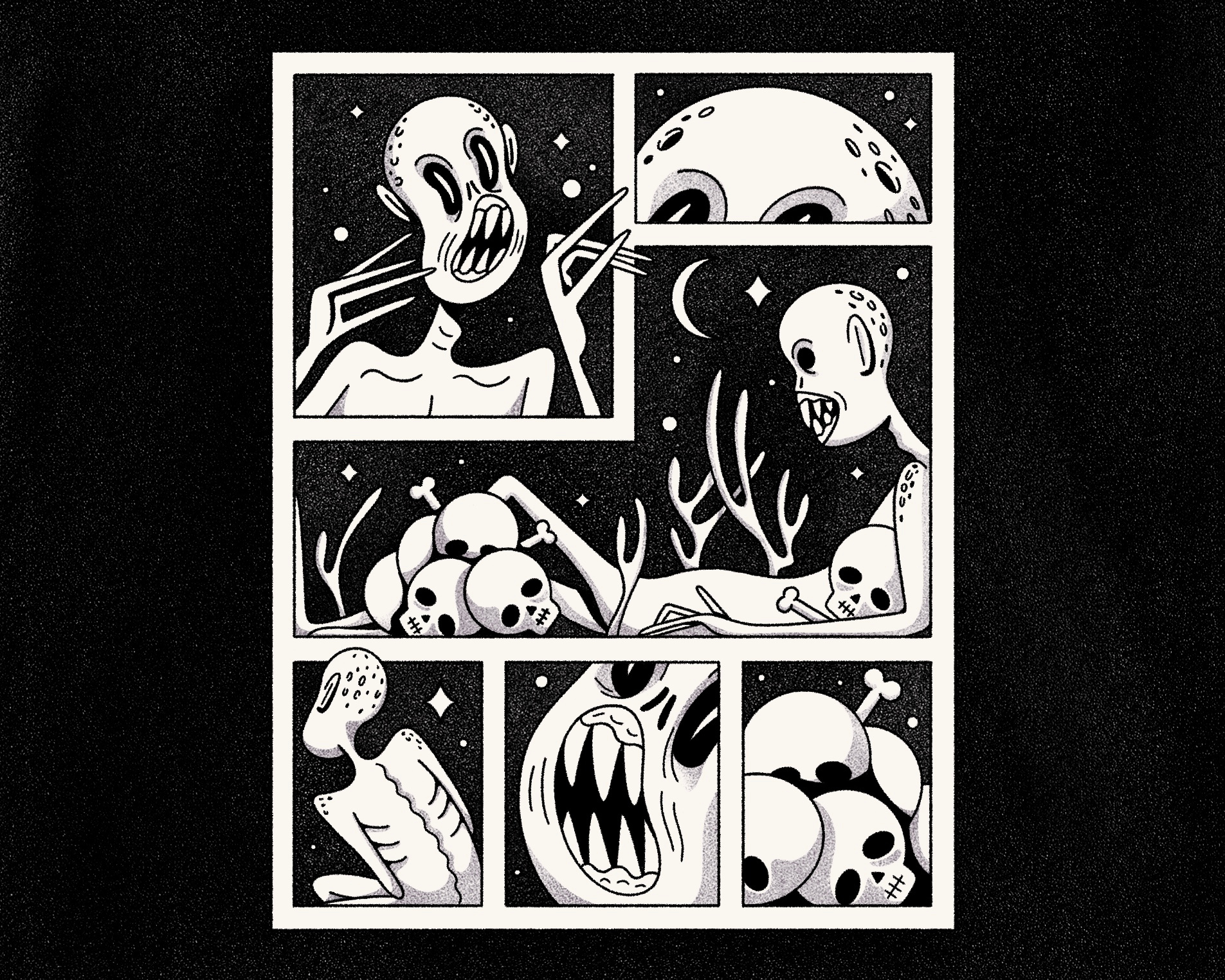 Monster comic comic layout comic panels drawing horror illustration monster skeleton texture