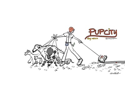 Logo and Comic animals branding comics dogwalking handdrawn logo