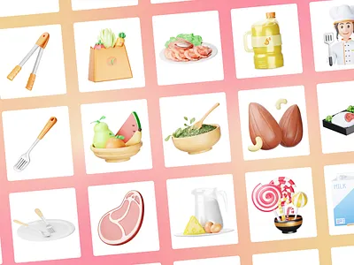 3D Cooking Illustrations 3d branding design graphic design icons illustration logo ui ux vector