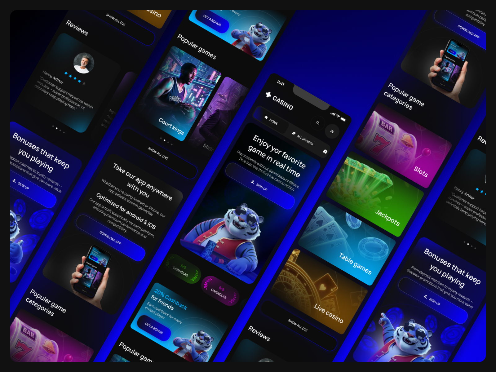 Premium Casino — Gabling Website and Mobile Concepts casino figma gambling games luxary mobile pop up premium ui uiux web