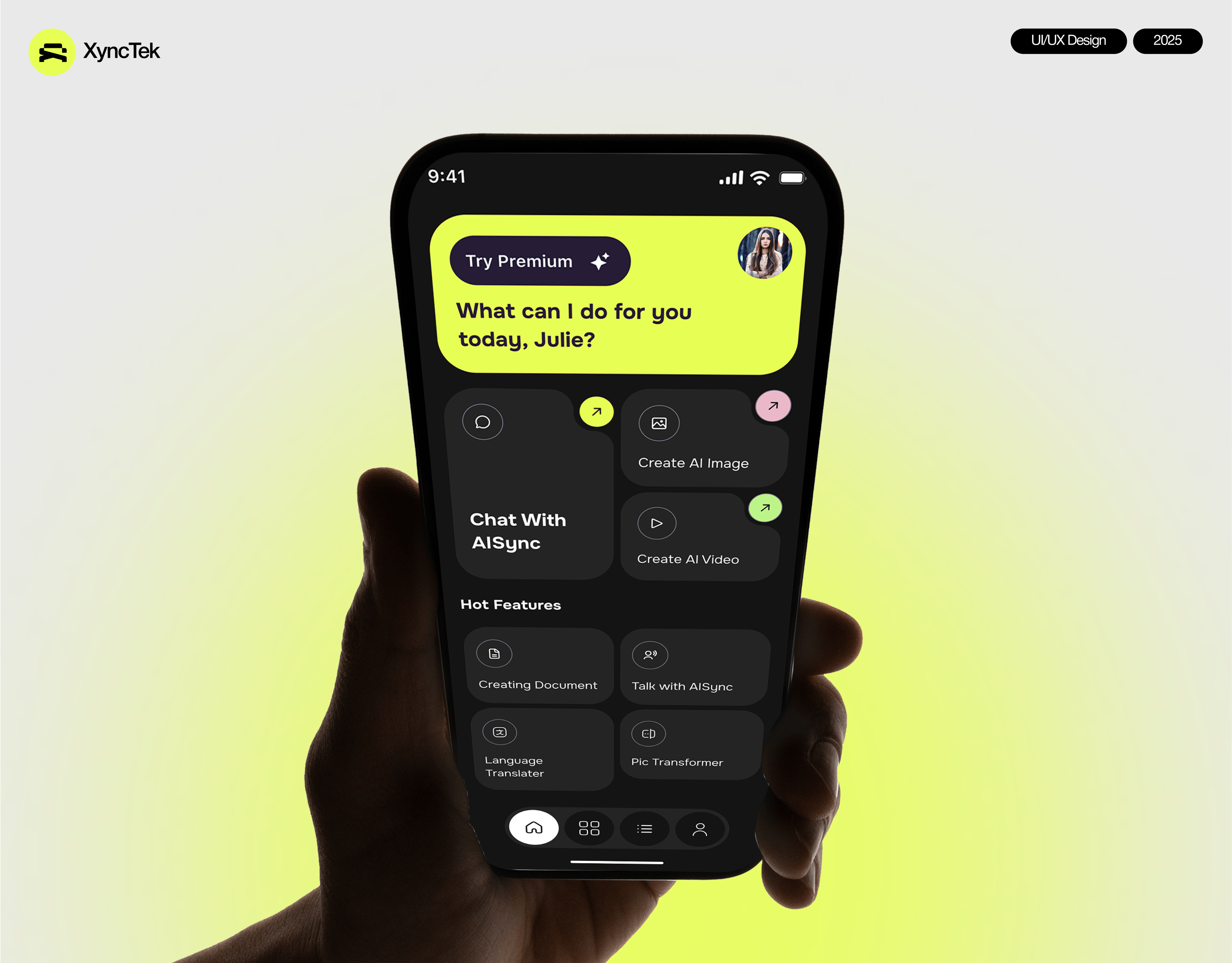 XyncTek — AI Assistant App UX/UI Case Study app design app ui case study design graphic design mobile app ui ui design ui ux ux