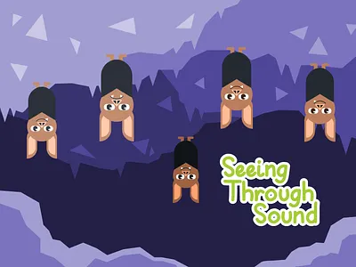 Seeing Through Sound 🦇 agency animal bat cave dark design flat freelance fun geometric graphic design illustration illustrator kids motion design purple simple vector
